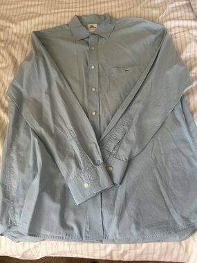 Lacoste Men's Light Blue Long-Sleeve Button-Down Shirt